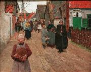Frans van Leemputten The Distribution of Bread in the Village USA oil painting artist